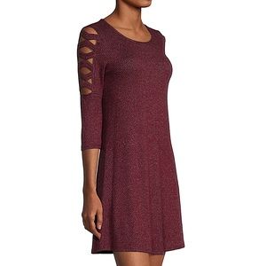 Byer California Juniors 3/4 Sleeve Sweater Dress Raisin Red- Brown